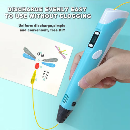 Electronic 3D Printing Pen with LED Display 25M PLA Filament Children USB Drawing Tool Drawing Toy DIY Christmas Birthday Gift