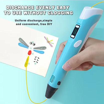 Electronic 3D Printing Pen with 9M PLA Consumables High-Temperature 3D Graffiti Tool Intelligent Toy Christmas Birthday Gift