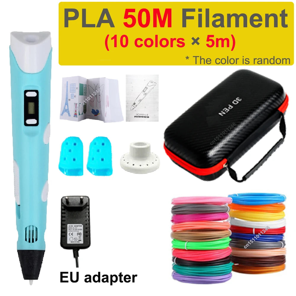 3D Pen 3D Printing Pen Children DIY Drawing Pens PLA Filament Birthday Christmas Boys Girls Gift for Kids with Travel Case