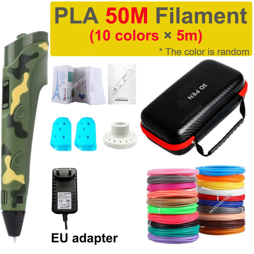 3D Pen 3D Printing Pen Children DIY Drawing Pens PLA Filament Birthday Christmas Boys Girls Gift for Kids with Travel Case