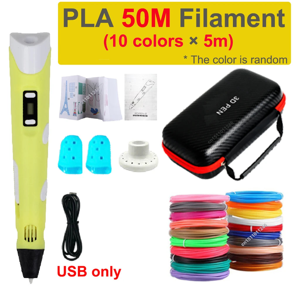 3D Pen 3D Printing Pen Children DIY Drawing Pens PLA Filament Birthday Christmas Boys Girls Gift for Kids with Travel Case